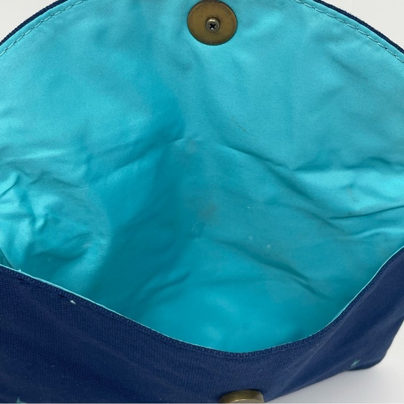 Blue Benefit San Francisco Cosmetic Clutch Makeup Bag with Snap Front - Picture 7 of 16